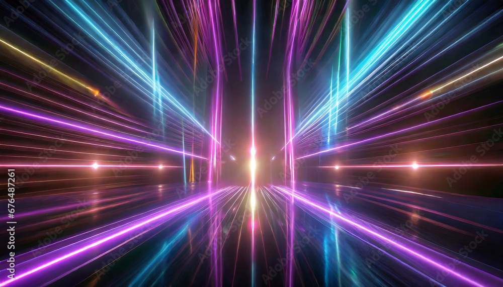 abstract 3d background glowing rays of light