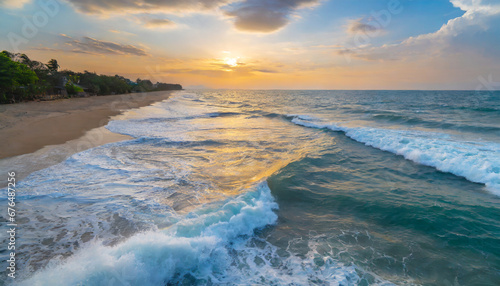 sunlight outdoor summer travel sea crashing waves on the shoreline beach tropical beach surf abstract aerial ocean view sunset blue holiday vacation