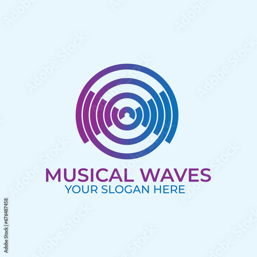 musical waves logo design vector format
