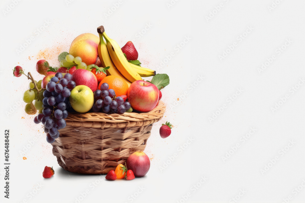 Fruits and vegetables.Assortment of fresh organic fruits and vegetables in rainbow colors.Background