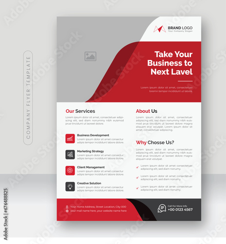 Corporate business flyer template for multipurpose use, digital marketing agency flyer template, creative professional red flyer design.