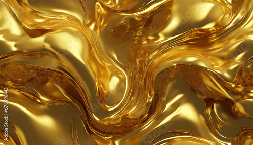 abstract 3d background with flowing liquid gold texture seamless golden texture generative ai photo