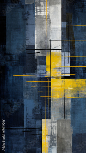 Dark and blue background with yellow thin lines, in the style of blue and gray created with Generative Ai