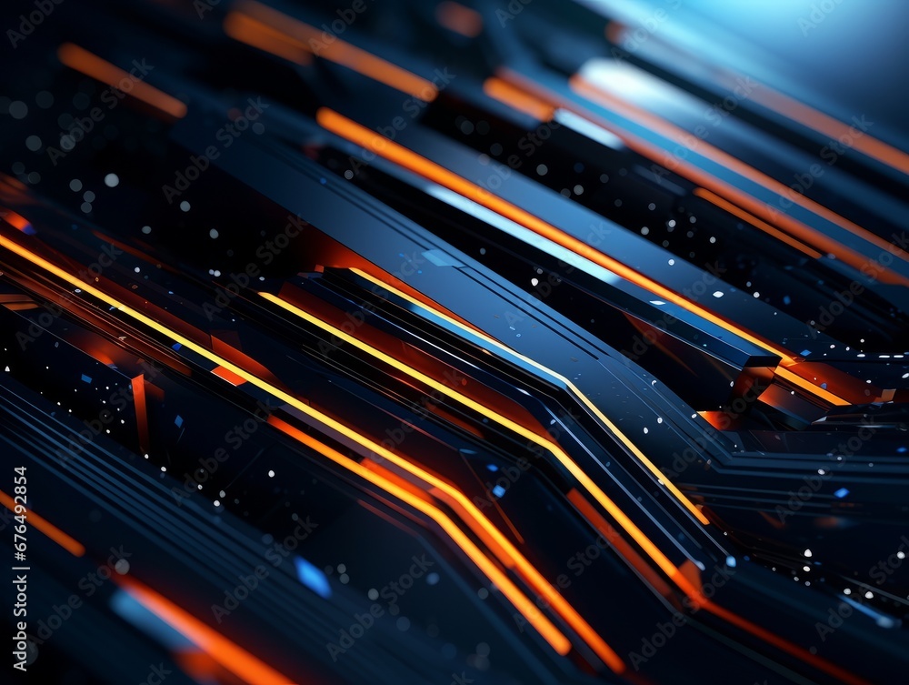 Abstract sci-fi blue and orange background, concept of digital future., AI Abstract sci-fi blue and orange background, concept of digital future., AI