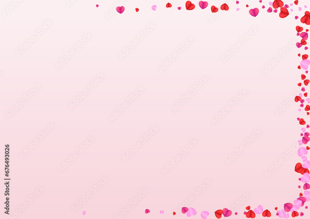 Purple Confetti Background Pink Vector. Wallpaper Frame Heart. Fond Bright Texture. Tender Confetti Honeymoon Pattern. Pinkish Blank Backdrop.