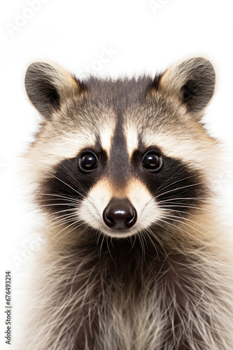 Funny raccoon on white background