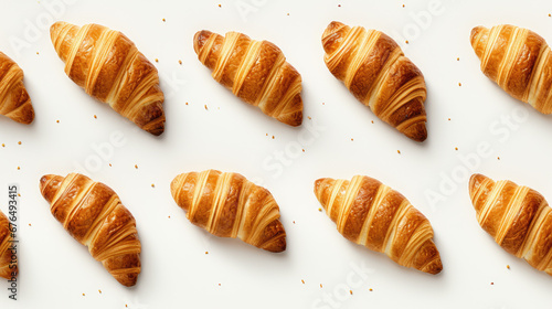 Delicious Golden Croissants Wallpaper, Croissants Texture Pattern. Close Up View Of Croissants. Generative AI photo