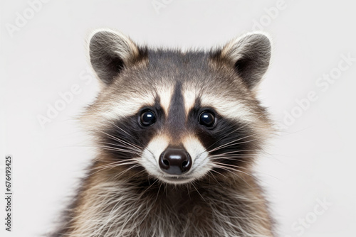 Funny raccoon on white background