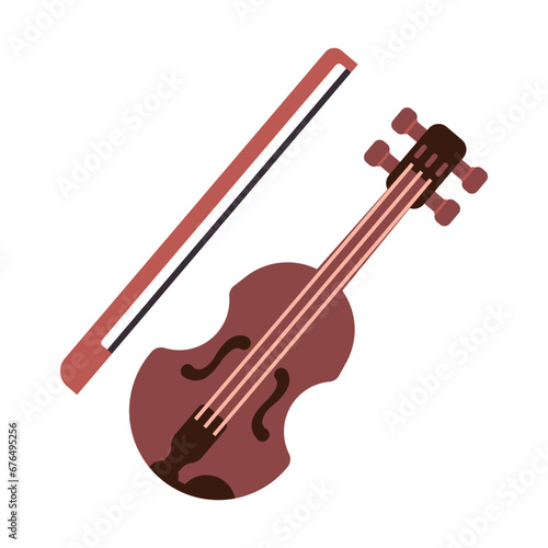 brown color fiddle or violin musical instrument play sound melody rhythm for orchestra entertainment
