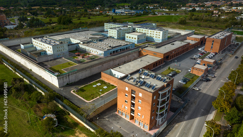 Aerial view of the prison in Rieti, Lazio, Italy.