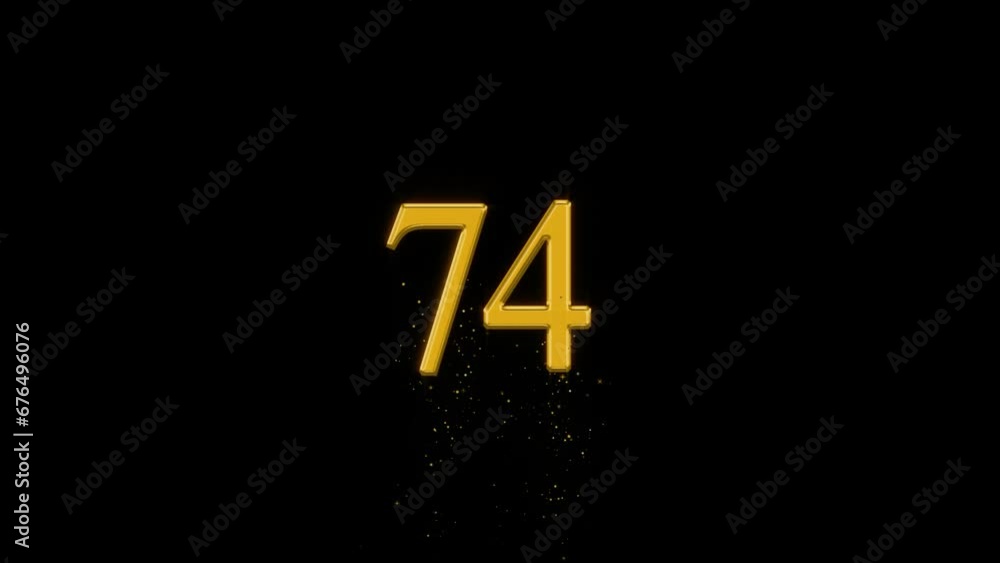 Golden number 74 with gold particles and alpha channel Golden number 74 with gold particles and alpha channel