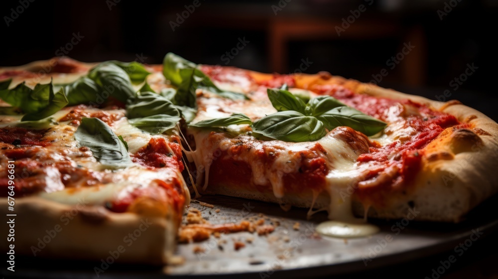 Delicious Margherita Pizza with Gooey Cheese and Fresh Basil