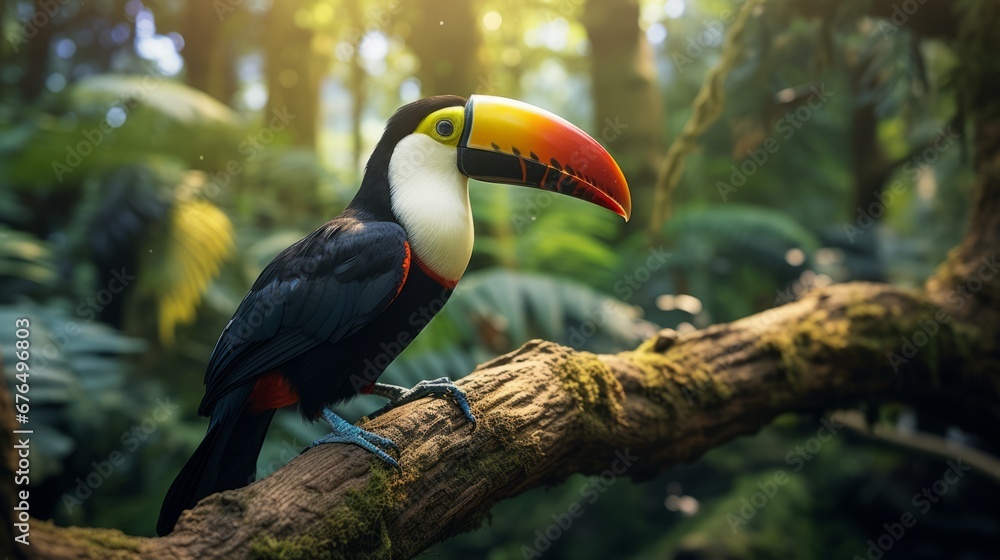 Fototapeta premium Curious Toucan on Tree Branch