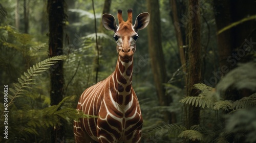 Plakat Okapi in Lush Congolese Habitat