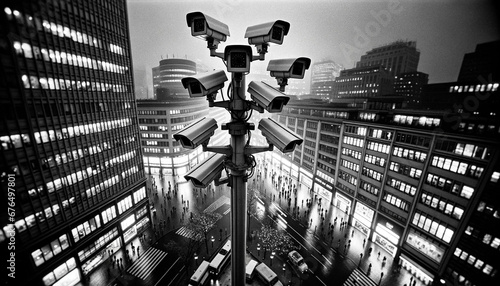Urban Surveillance Cluster. Generatve AI. photo