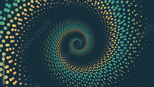 Abstract spiral rainbow color line art vortex background.