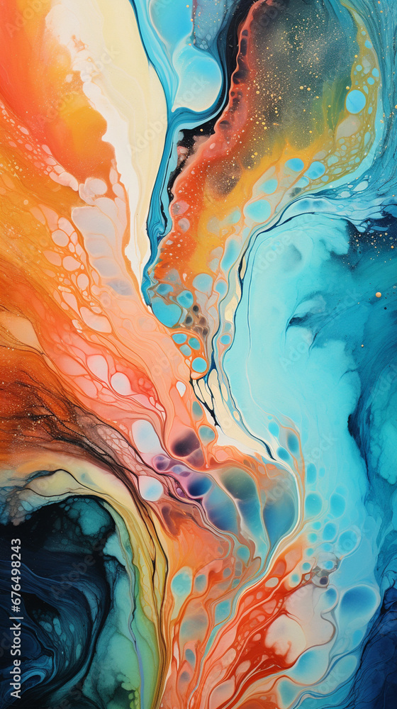 Fototapeta premium Wonderful fluid painting background with highly detailed and textured created with Generative Ai