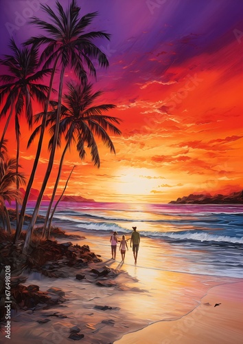 couple walking beach surfboard music album cover streaming paradise background sunset distance bright path based unbiased future friends heaven hawaii photo