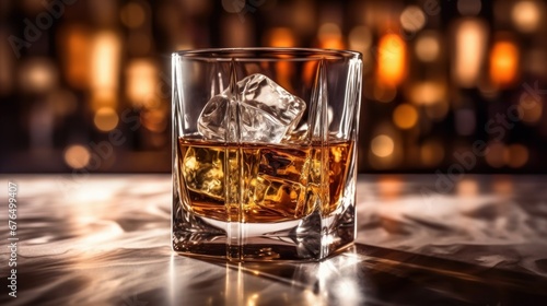 A soft focus image of a glass of whiskey   AI generated illustration photo