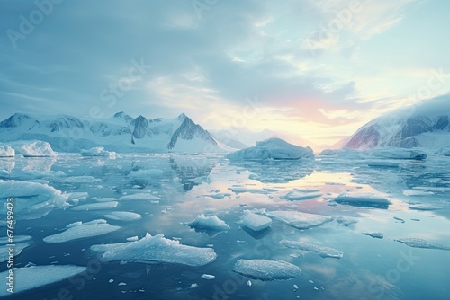 iceberg in polar regions, Atlantic Ocean with ice