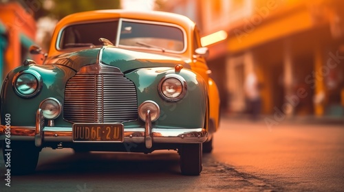 A soft focus image of a vintage car with a shallow  AI generated illustration © ArtStage