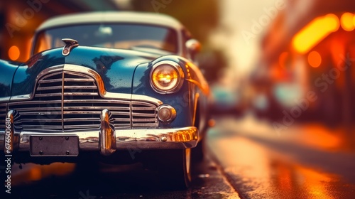 A soft focus image of a vintage car with a shallow  AI generated illustration © ArtStage