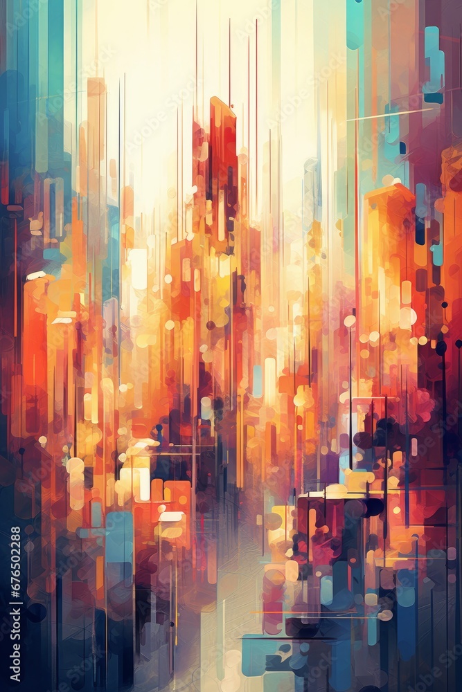 Abstract cityscape poster no text no face  AI generated illustration