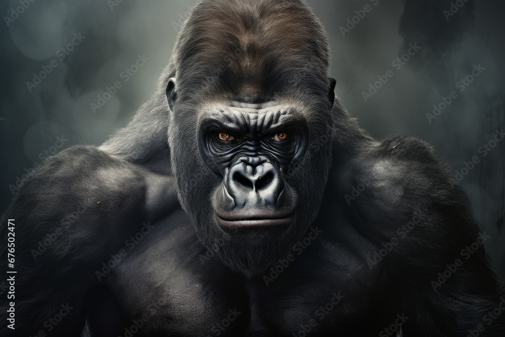 Face of an angry monster gorilla