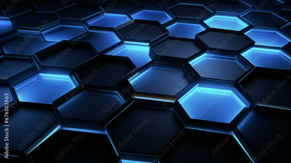 a black background with blue hexagons a black background with blue hexagons