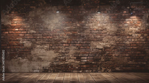 empty brick wall background in grunge style. ai generative photo