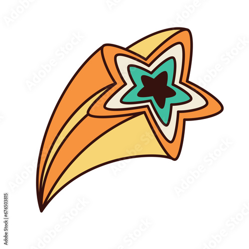 Photography Groovy flying star vector illustration