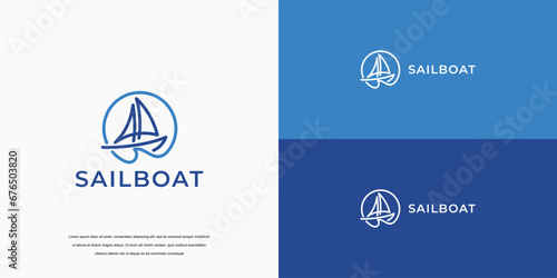 boat logo with waves symbol