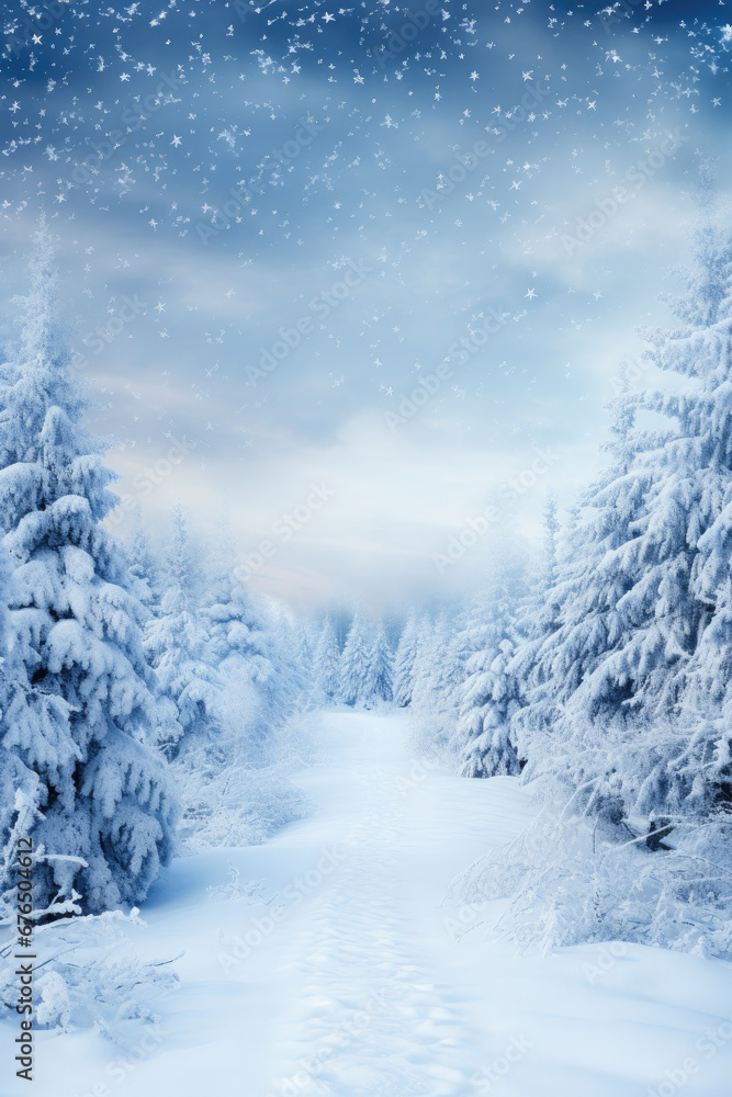 Beautiful winter landscape.Vertical photography