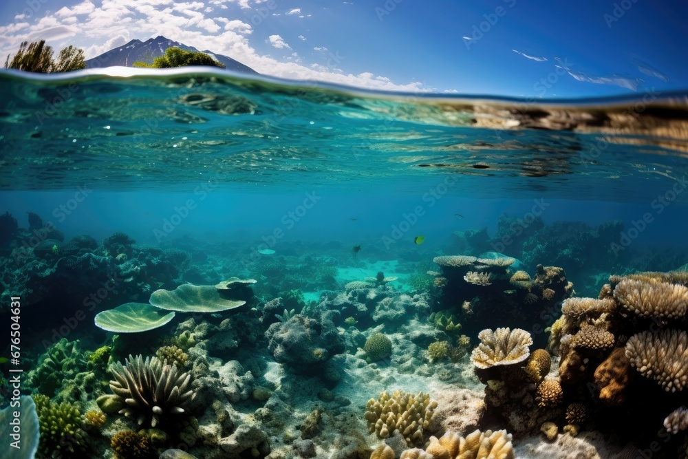 coral reef and sea 