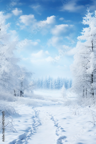 Beautiful winter landscape.Vertical photography