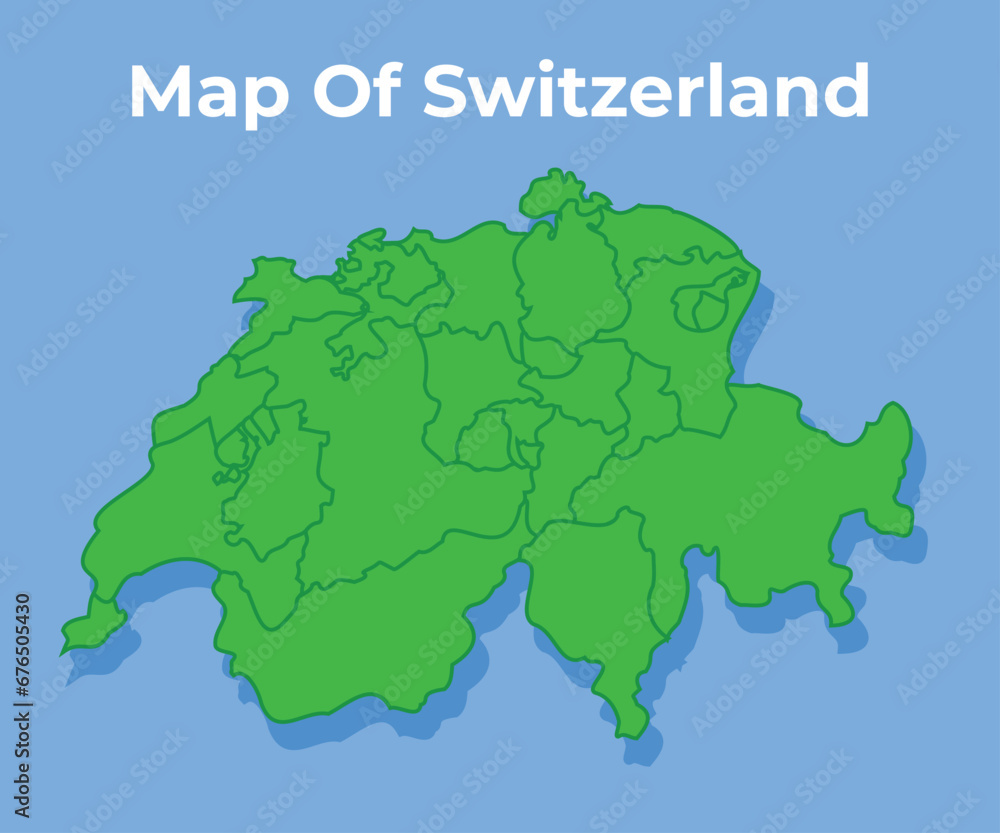 Detailed map of Switzerland country in green vector illustration