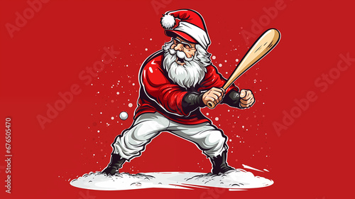 Santa Claus is playing baseball