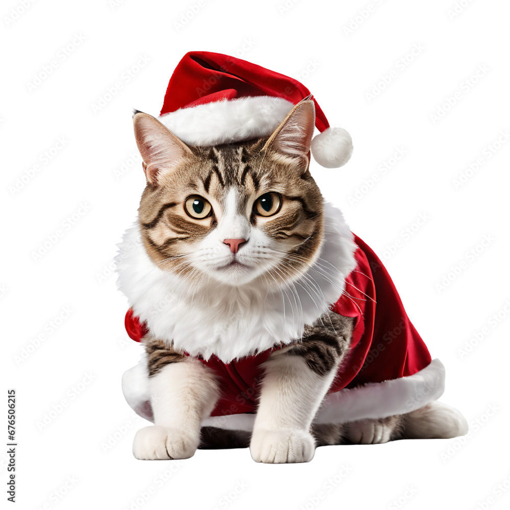 Santa Cat, Cat in Santa Dress, Cat in Red Outfit - Generative AI Santa Cat, Cat in Santa Dress, Cat in Red Outfit - Generative AI