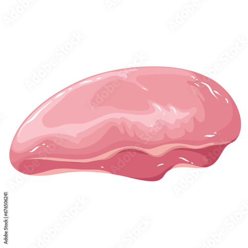 Chicken breast vector illustration. Cartoon isolated raw skinless fillet of broiler or turkey, white poultry meat in one piece, fresh uncooked chicken portion for cooking dinner, protein ingredient