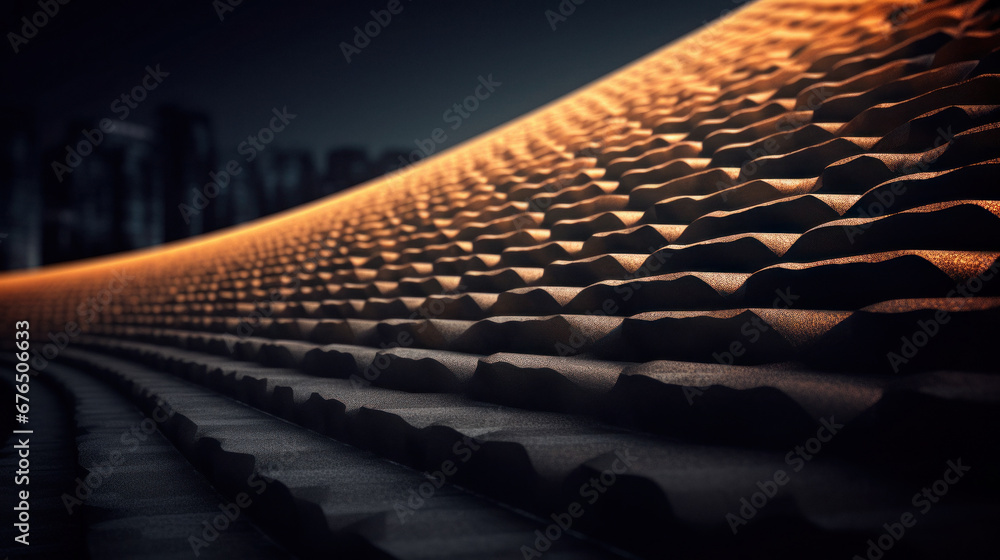 Obraz premium Abstract digital Architecture, glowing tall building. View of futuristic background.