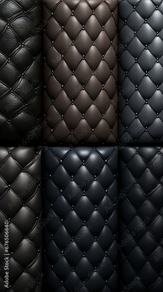 Fototapeta premium realistic leather texture, wallpaper seamless, black and dark gray background created with Generative Ai