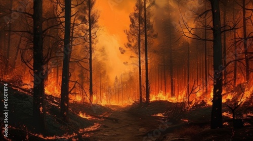 Forest fire AI generated illustration © ArtStage
