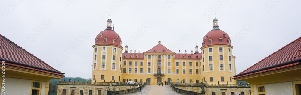 Moritzburg Castle is located near Dresden in the Saxon village of Moritzburg. The popular fairy tale Three Nuts for Cinderella