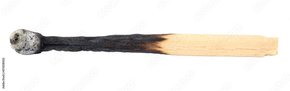 Wooden used burnt match isolated over the white background Wooden used burnt match isolated over the white background