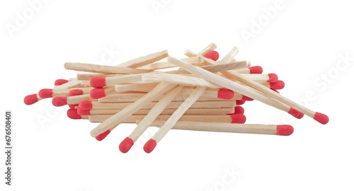 Pile of matches without shadow isolated on white background