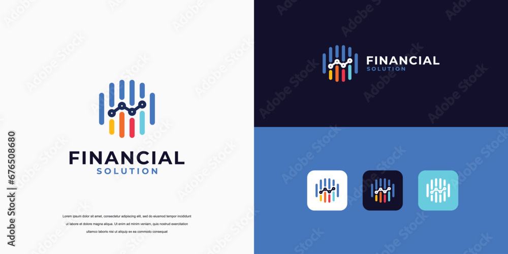 simple logo vector, financial growth logo - obrazy, fototapety, plakaty 