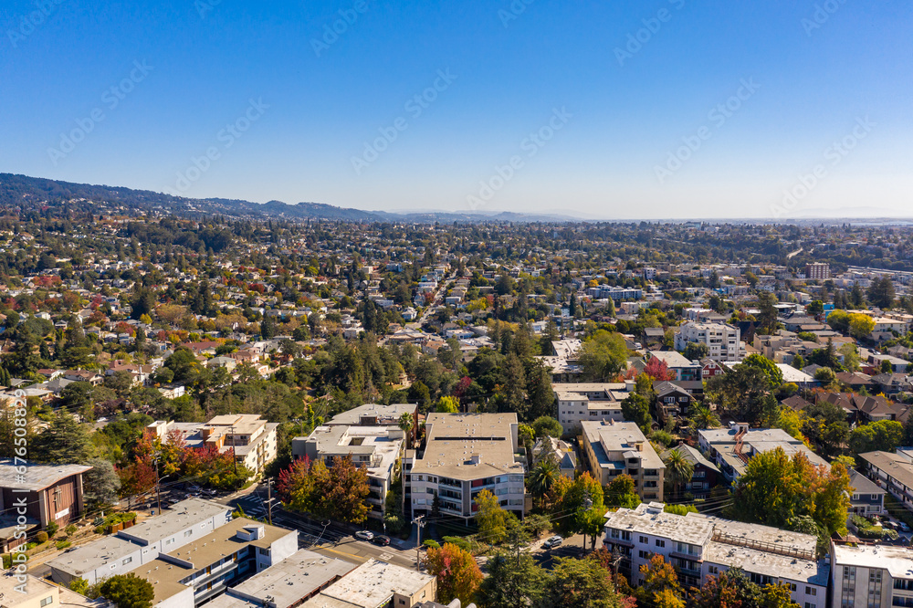 Aerial images over a community in Oakland, California on a beautiful summer day Aerial images over a community in Oakland, California on a beautiful summer day