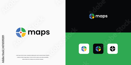 letter mark maps logo, o logo