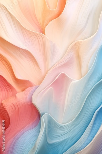 Soft pastel waves on a white background AI generated illustration