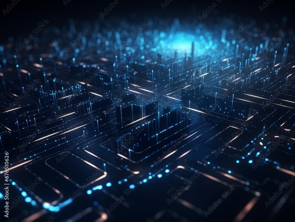Abstract sci-fi blue background, concept of digital future., AI Abstract sci-fi blue background, concept of digital future., AI